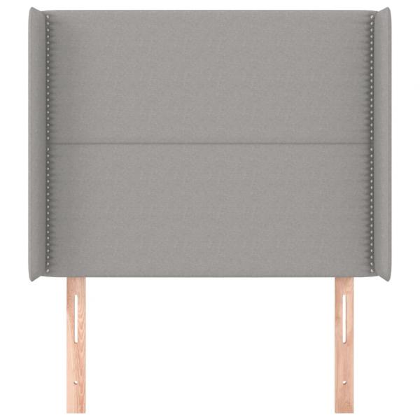 Kopfteil mit Ohren Hellgrau 93x16x118/128 cm Stoff