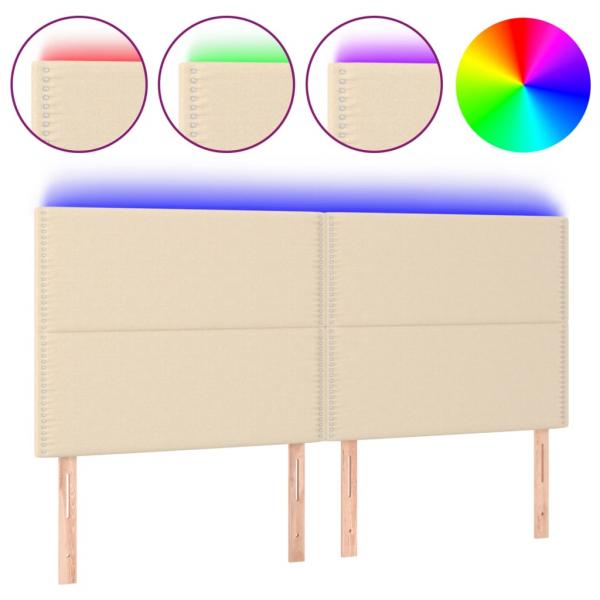 LED Kopfteil Creme 180x5x118/128 cm Stoff