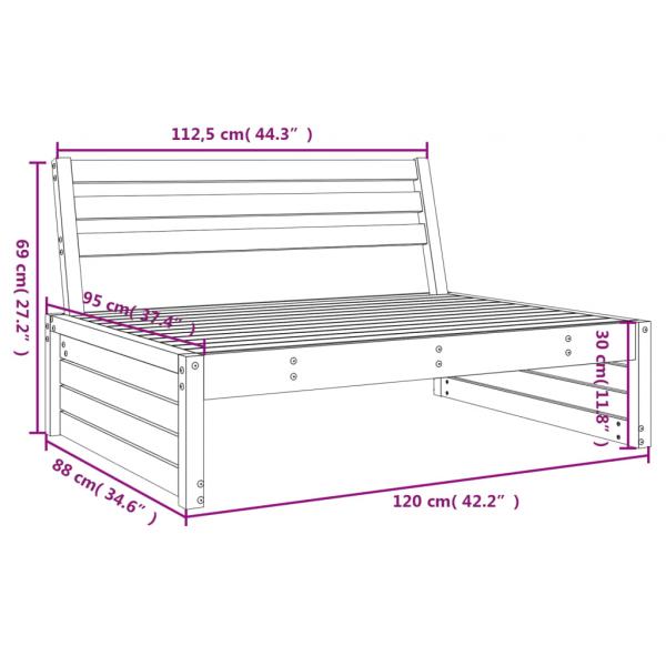 Garten-Mittelsofa 120x80 cm Massivholz Kiefer