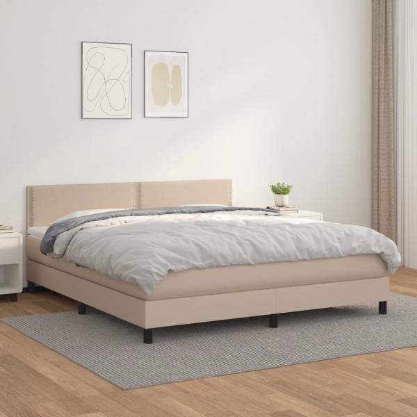 ARDEBO.de - Boxspringbett Matratze Cappuccino-Braun 180x200 cm Kunstleder