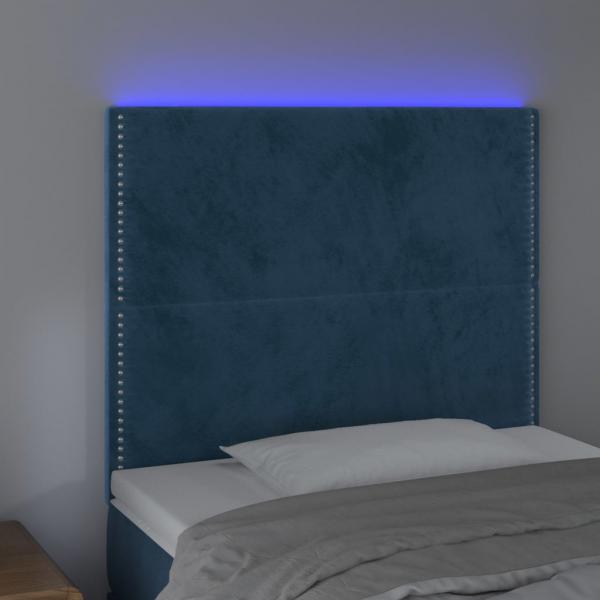 LED Kopfteil Dunkelblau 80x5x118/128 cm Samt 