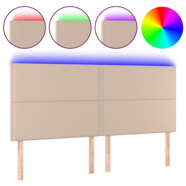 LED Kopfteil Cappuccino-Braun 180x5x118/128cm Kunstleder