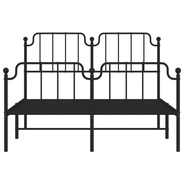 Bettgestell mit Kopf- und Fußteil Metall Schwarz 135x190 cm