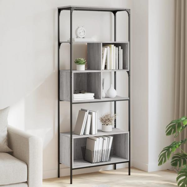 ARDEBO.de - Bücherregal 5 Böden Grau Sonoma 76x33x188,5 cm Holzwerkstoff