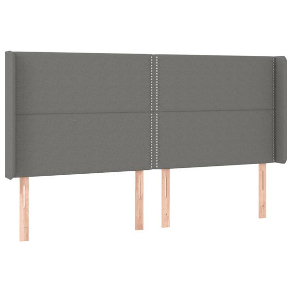 LED Kopfteil Dunkelgrau 163x16x118/128 cm Stoff