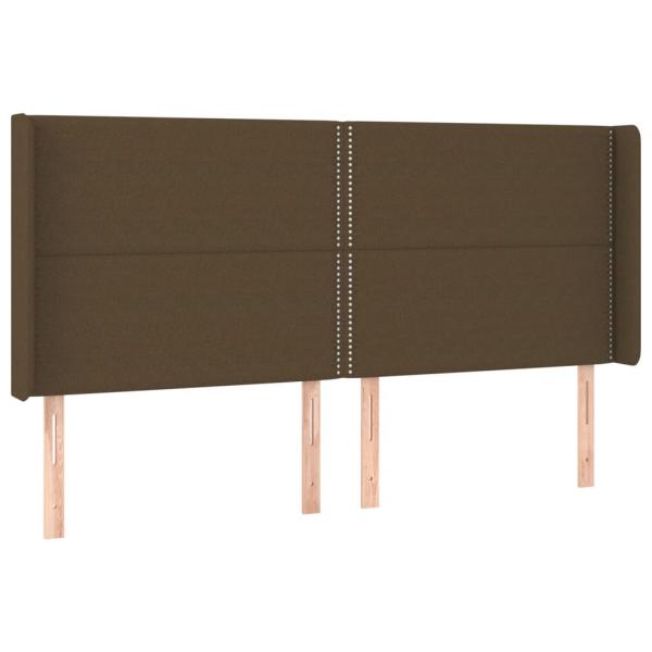 LED Kopfteil Dunkelbraun 163x16x118/128 cm Stoff