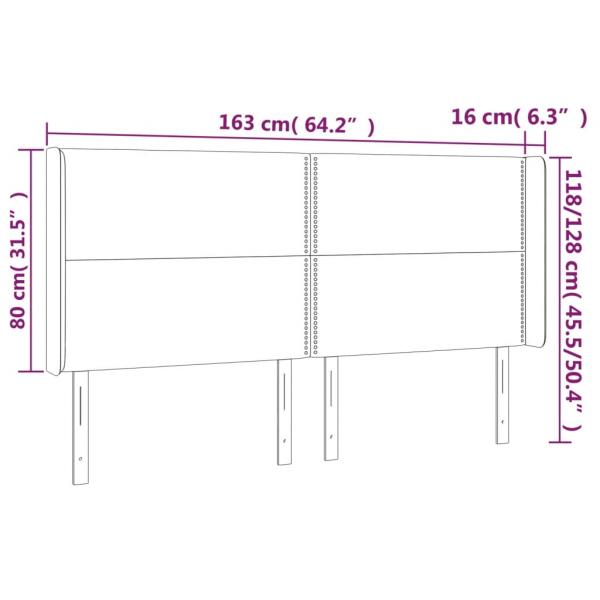 LED Kopfteil Dunkelbraun 163x16x118/128 cm Stoff