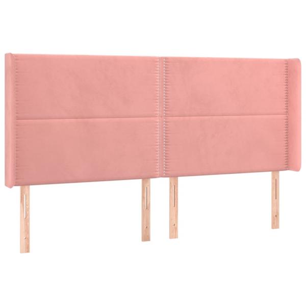 Kopfteil mit Ohren Rosa 163x16x118/128 cm Samt