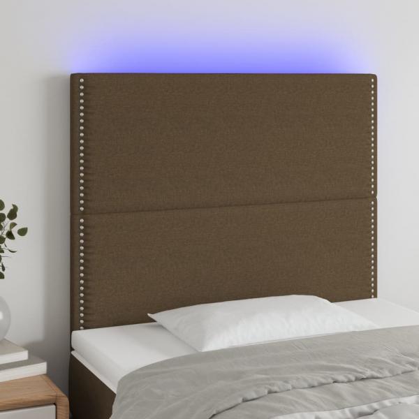 ARDEBO.de - LED Kopfteil Dunkelbraun 90x5x118/128 cm Stoff
