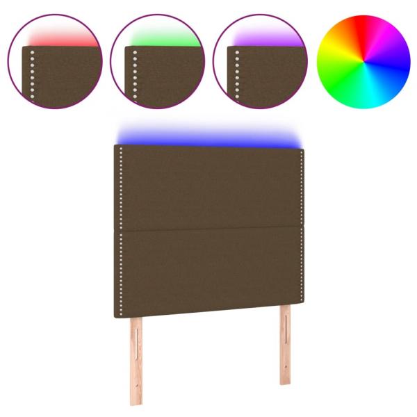 LED Kopfteil Dunkelbraun 90x5x118/128 cm Stoff