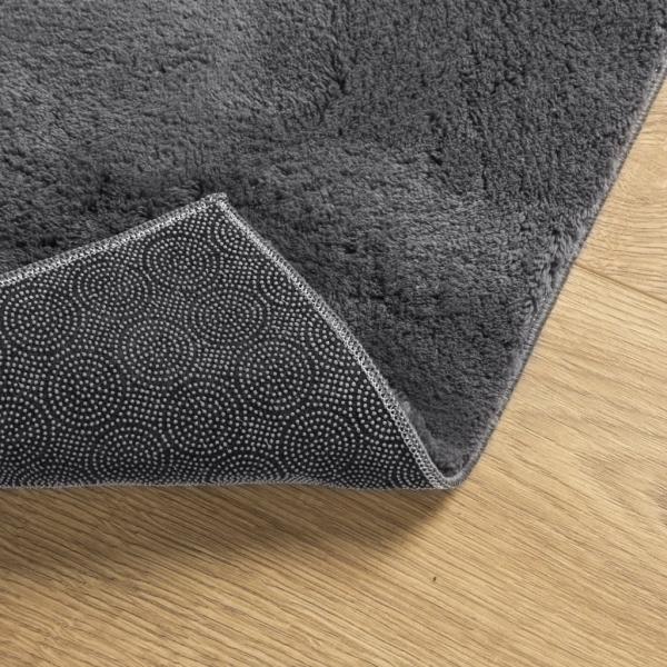 Teppich HUARTE Kurzflor Weich und Waschbar Anthrazit 80x150 cm
