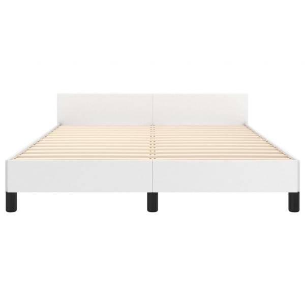 Bettgestell mit Kopfteil Weiß 140x190 cm Kunstleder