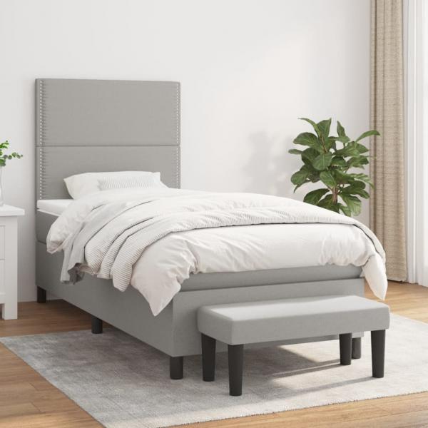 ARDEBO.de - Boxspringbett mit Matratze Hellgrau 80x200 cm Stoff