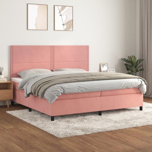 ARDEBO.de - Boxspringbett mit Matratze Rosa 200x200 cm Samt