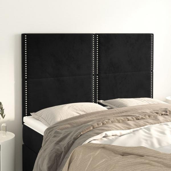 ARDEBO.de - Kopfteile 4 Stk. Schwarz 72x5x78/88 cm Samt