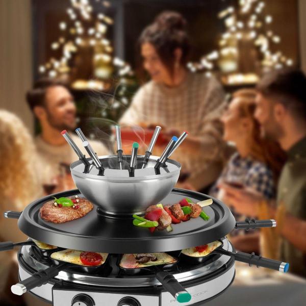 ProfiCook Raclette-/Fonduekombination PC-RG/FD 1245, 1900 W, Edelstahl (501245)