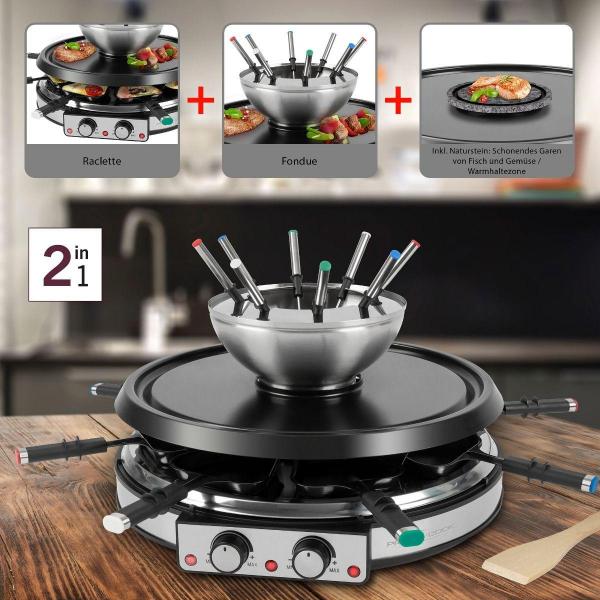ProfiCook Raclette-/Fonduekombination PC-RG/FD 1245, 1900 W, Edelstahl (501245)