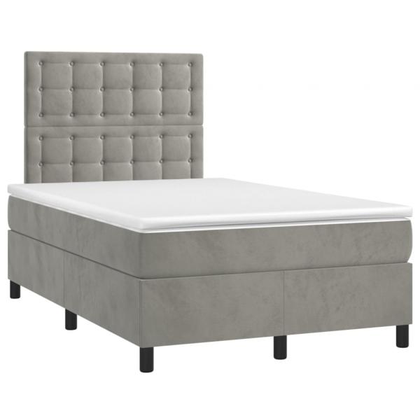 Boxspringbett mit Matratze & LED Hellgrau 120x200 cm Samt