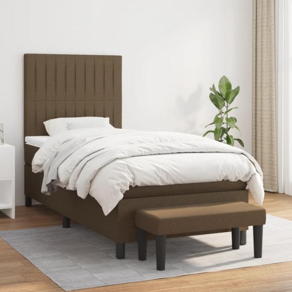 ARDEBO.de - Boxspringbett mit Matratze Dunkelbraun 90x190 cm Stoff