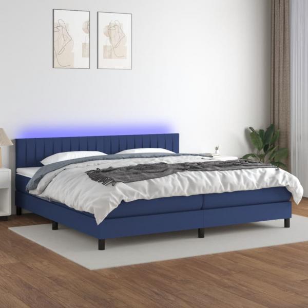 ARDEBO.de - Boxspringbett mit Matratze & LED Blau 200x200 cm Stoff