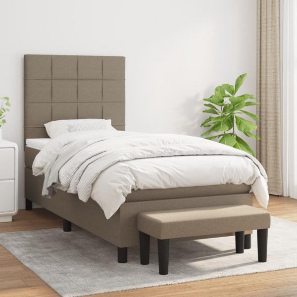 ARDEBO.de - Boxspringbett mit Matratze Taupe 100x200 cm Stoff