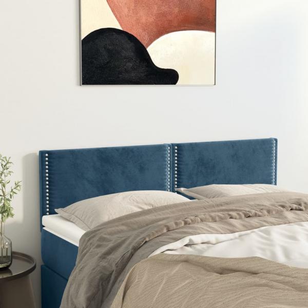 ARDEBO.de - Kopfteile 2 Stk. Dunkelblau 72x5x78/88 cm Samt
