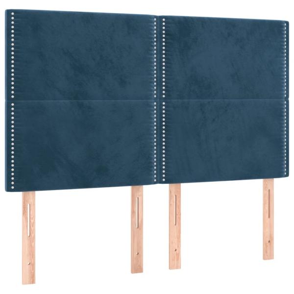 LED Kopfteil Dunkelblau 144x5x118/128 cm Samt