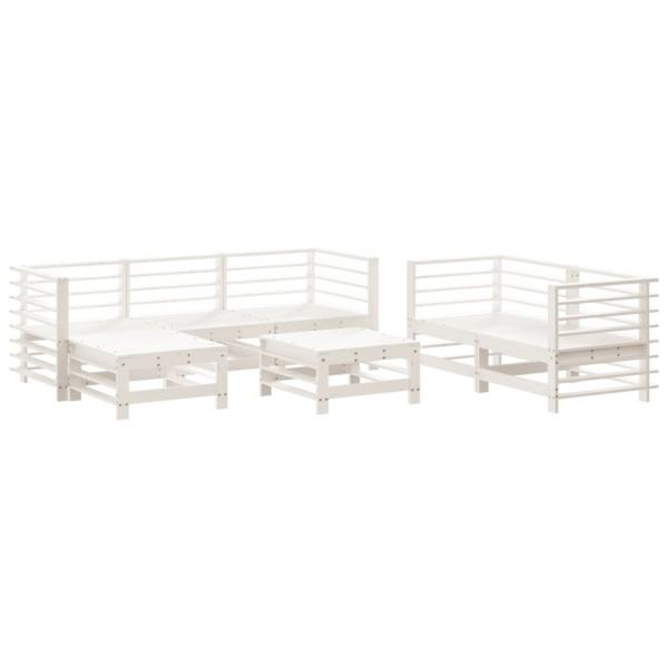 7-tlg. Garten-Lounge-Set Weiß Massivholz Kiefer