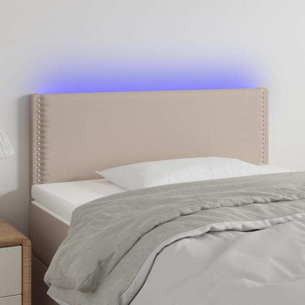 ARDEBO.de - LED Kopfteil Cappuccino-Braun 80x5x78/88 cm Kunstleder