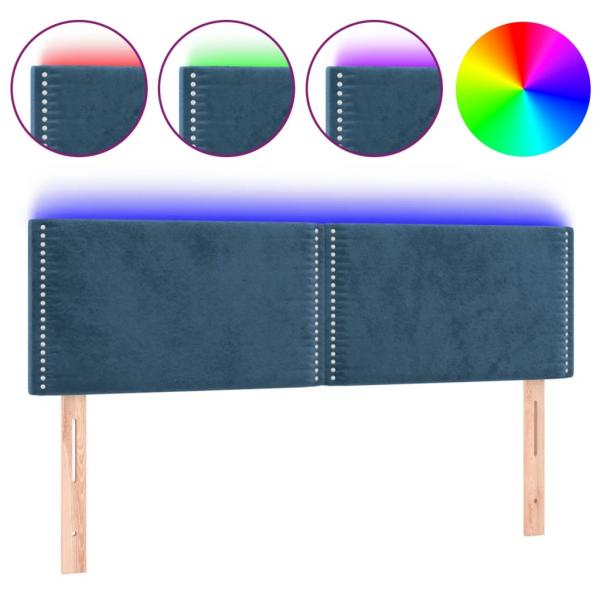 LED Kopfteil Dunkelblau 144x5x78/88 cm Samt