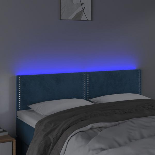 LED Kopfteil Dunkelblau 144x5x78/88 cm Samt