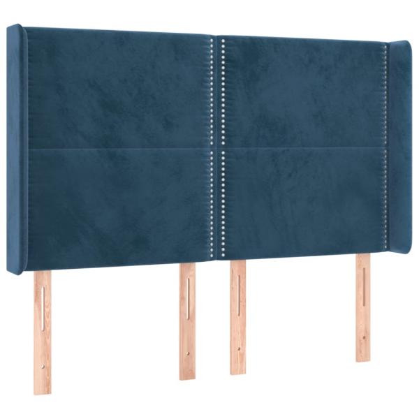 LED Kopfteil Dunkelblau 147x16x118/128 cm Samt