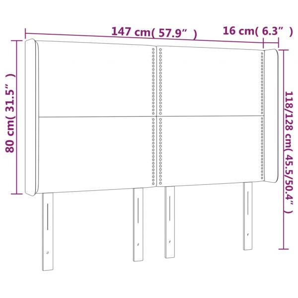 LED Kopfteil Dunkelblau 147x16x118/128 cm Samt