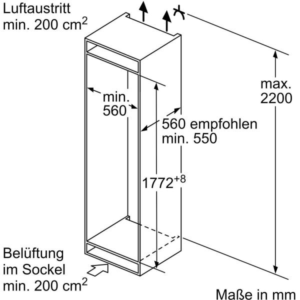 Neff KI7861SE0 N 30 Einbau Kühl-Gefrierkombination, Nischenhöhe 177,5 cm, 260L, NoFrost, Schlepptürtechnik, Eco Air Flow, LED Beleuchtung, Fresh Safe