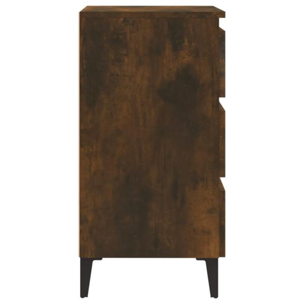ARDEBO.de - Nachttische mit Metallbeinen 2 Stk. Räuchereiche 40x35x69 cm