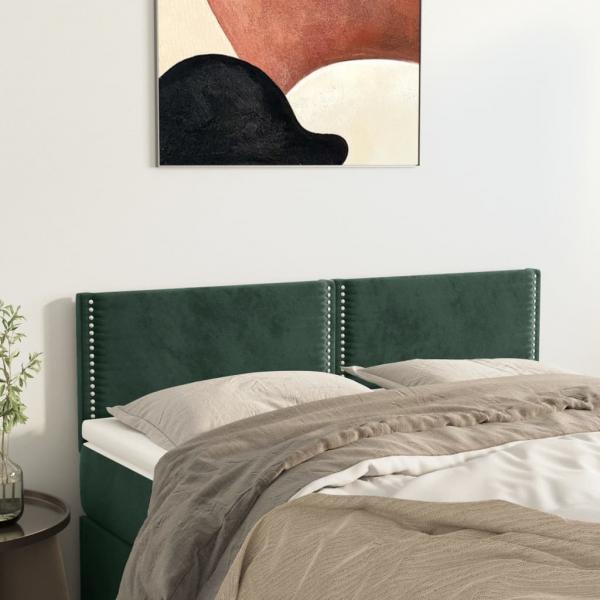 ARDEBO.de - Kopfteile 2 Stk. Dunkelgrün 72x5x78/88 cm Samt