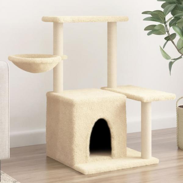 ARDEBO.de - Kratzbaum mit Sisal-Kratzsäulen Creme 83 cm