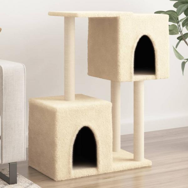 ARDEBO.de - Kratzbaum mit Sisal-Kratzsäulen Creme 86 cm