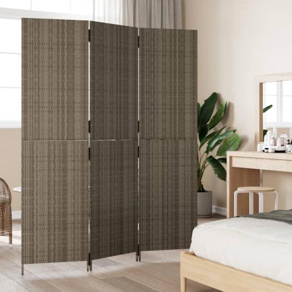 ARDEBO.de - Paravent 3-tlg. Grau Poly Rattan