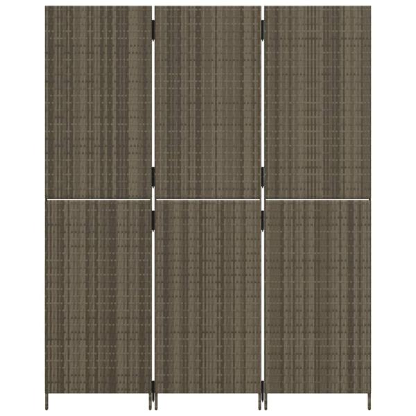 Paravent 3-tlg. Grau Poly Rattan