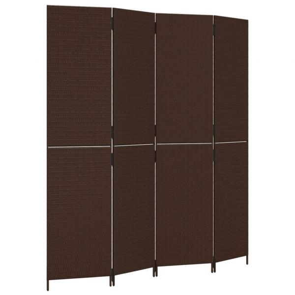 Paravent 4-tlg. Braun Poly Rattan