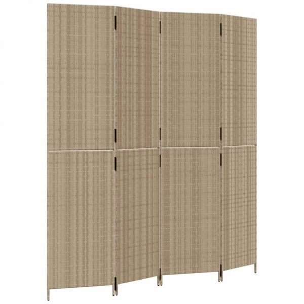 ARDEBO.de - Paravent 4-tlg. Beige Poly Rattan