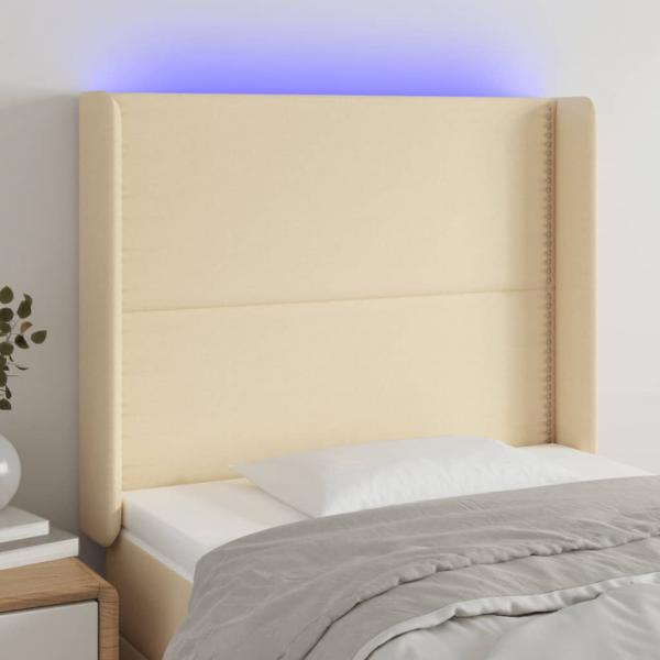 ARDEBO.de - LED Kopfteil Creme 83x16x118/128 cm Stoff