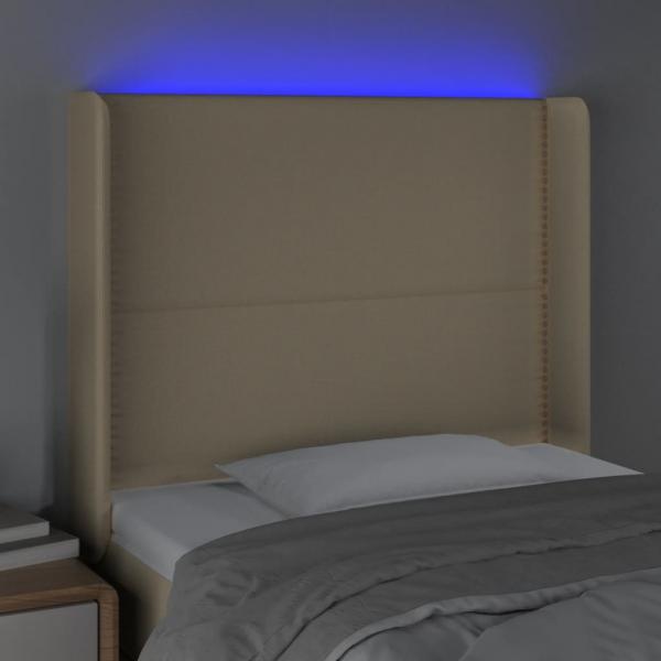 LED Kopfteil Creme 83x16x118/128 cm Stoff