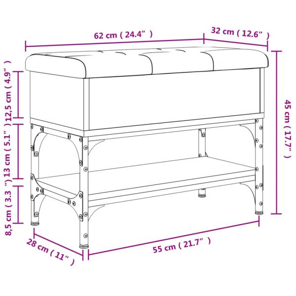 Schuhbank Räuchereiche 62x32x45 cm Holzwerkstoff