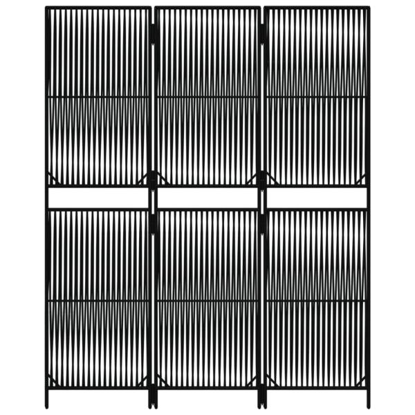 Paravent 3-tlg. Schwarz Poly Rattan
