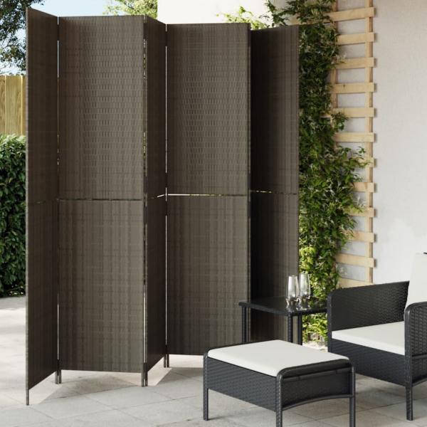 ARDEBO.de - Paravent 6-tlg. Grau Poly Rattan