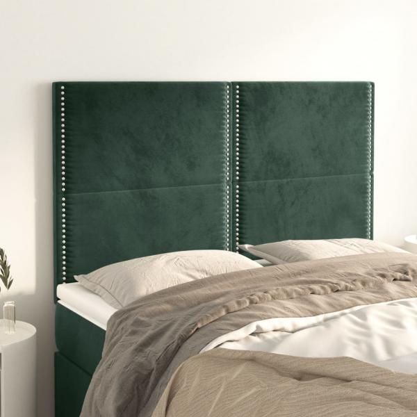 ARDEBO.de - Kopfteile 4 Stk. Dunkelgrün 72x5x78/88 cm Samt