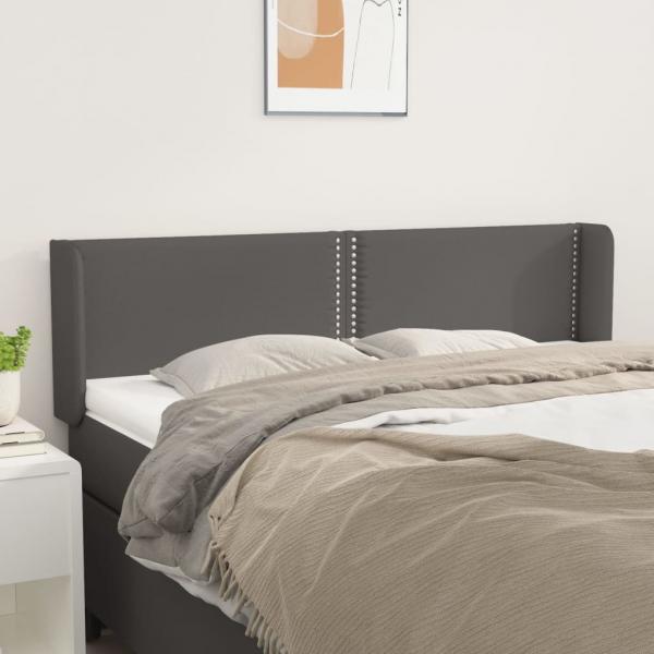 ARDEBO.de - Kopfteil mit Ohren Grau 147x16x78/88 cm Kunstleder