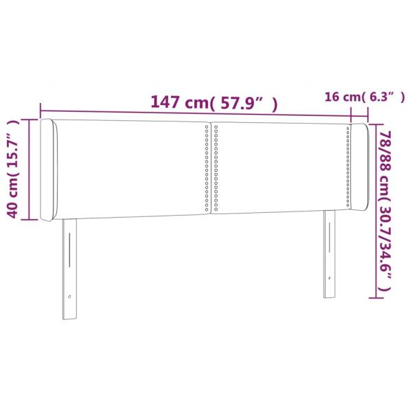 Kopfteil mit Ohren Grau 147x16x78/88 cm Kunstleder